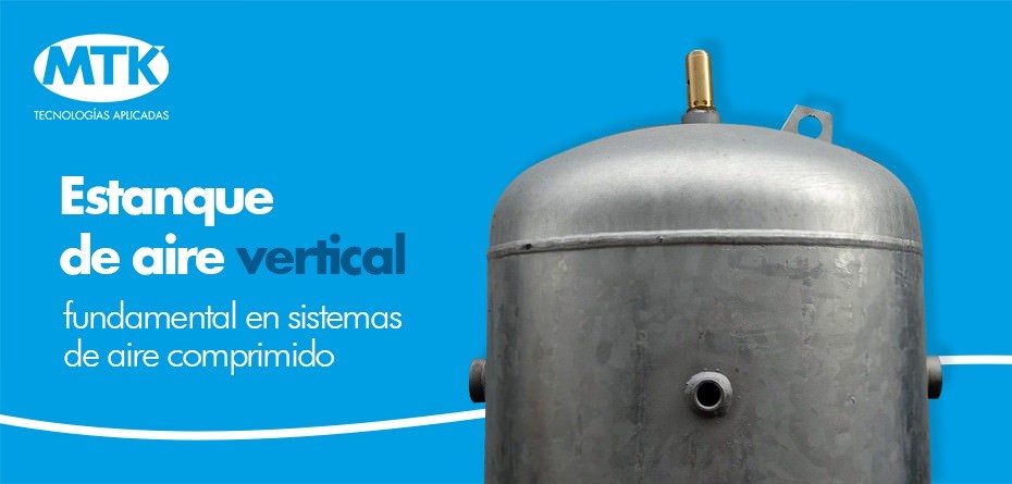 Estanque de aire vertical, fundamental en sistemas de aire comprimido 